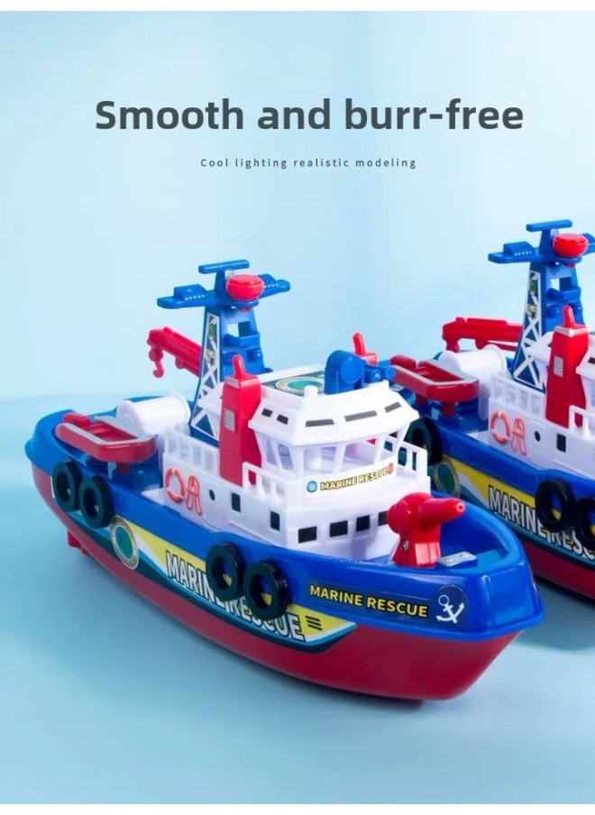 Generic - Water-spraying Electric Fireboat Ship Model With Music And Light Children's Bathing Toy Boat-Color:Battery Version [with Light And No Music] Comes With Battery + Screwdriver-Specifications:Fire Boat - Image 1