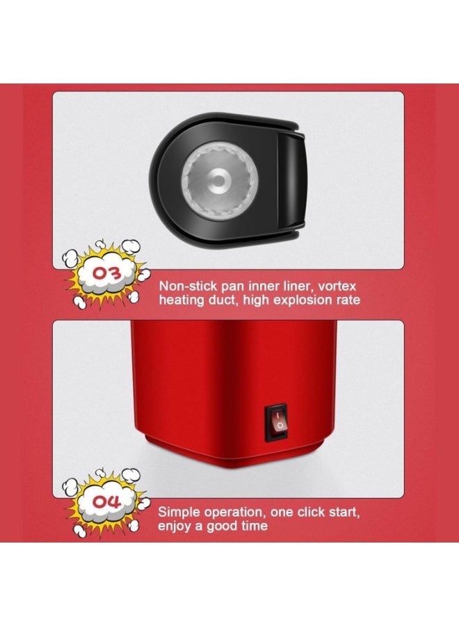 Eesyy Electric Hot Air Popcorn Maker Popcorn Machine, 1200W Home Movie Theater Pop Corn, Oil-Free BPA-Free Healthy Snack Popper, Red - Image 4