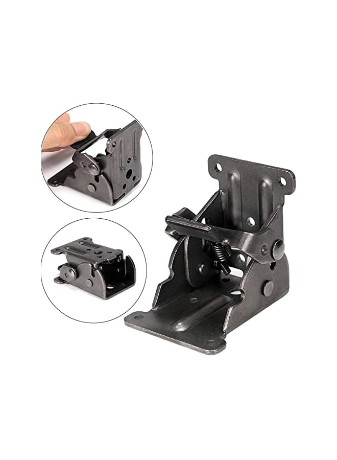 PROMASS promass 4 Pieces Table Leg Folding Bracket, Lock Extension Bracket for Table Bed Leg Bronze Steel Folding Hinges, 90 Degree Folding Support Bracket with Screws (Black)  - Image 3