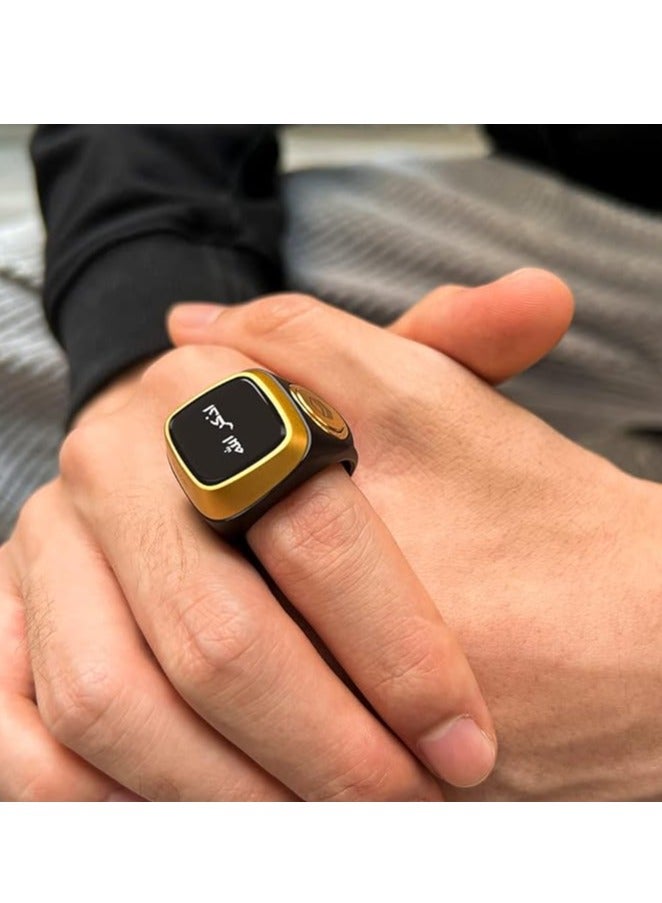 iQIBLA Smart Tasbih Zikr lite Ring, Muslim Prayer, Prayer timing reminder, OLED display Tasbih Counter, Smart Ring, Waterproof- Black 20mm - Image 3