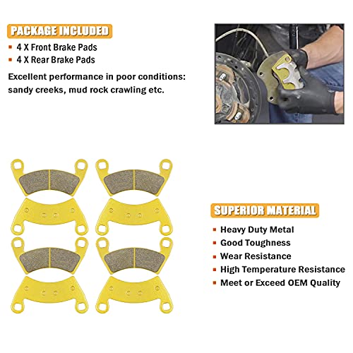 Yoursme Front & Rear Ceramic Brake Pads Set Fits for 2017-2021 Polaris Ranger Crew XP 1000 Replacement Brake Pads 4 Sets - Image 4