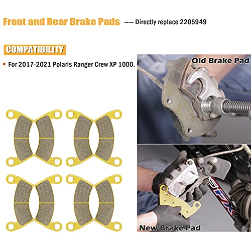 Yoursme Front & Rear Ceramic Brake Pads Set Fits for 2017-2021 Polaris Ranger Crew XP 1000 Replacement Brake Pads 4 Sets - Image 2