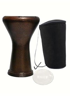 Aluminum Drum Egyptian Tabla Oriental Darbuka Percussion 6 Pins with 22 cm / 8.75 inch Plastic Drumhead + Carry Case , Spare Head & Tuning Key for Beginners Amateurs - Bronze