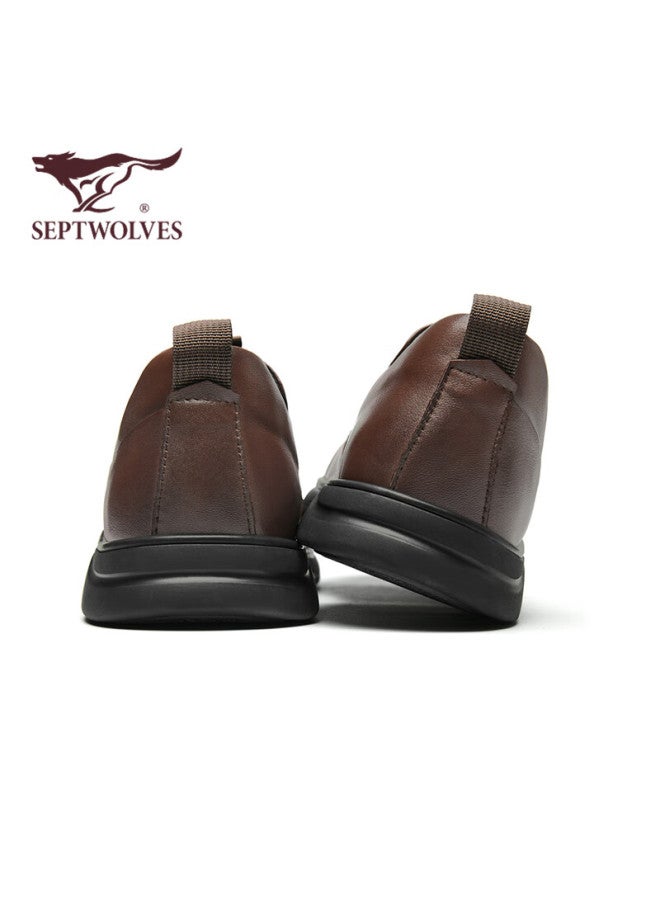 Septwolves Seven Wolves Men's Leather Slip-on Casual Shoes Easy To Put On And Take Off Formal Business Shoes Men W8343490726 Brown 42 - Image 4