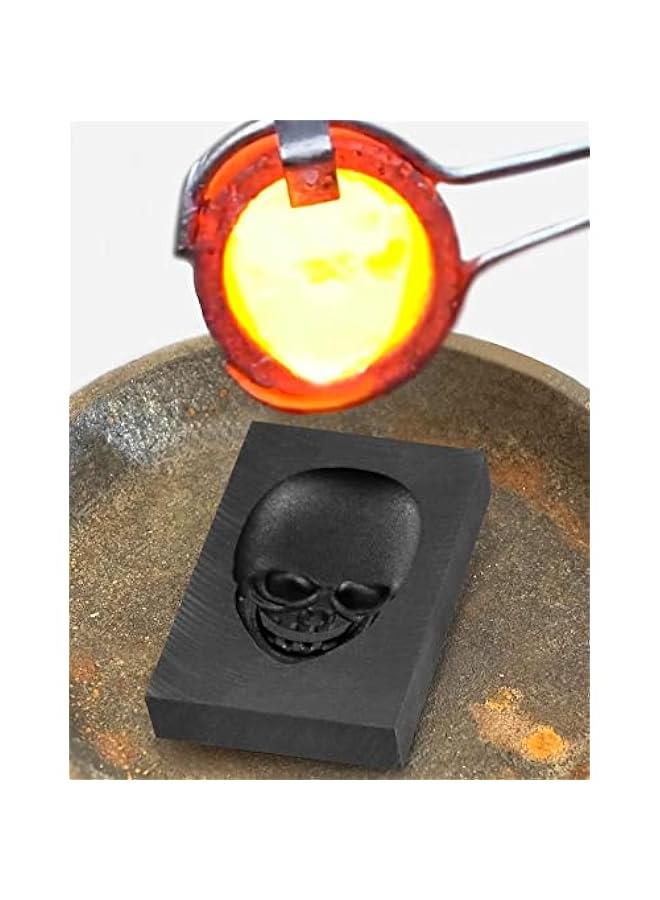 Arabest Casting Mold, Skull Graphite Casting Ingot Mold Crucible Mould for Melting Casting Refining Gold Silver Metal Aluminum Copper Brass (60mm x 40mm)  - Image 5