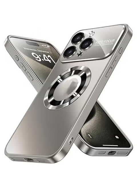 Magnetic case for iPhone 15 Pro Max, camera lens protector with full window cover, visual identity, scratch-resistant scrub, waterproof sweat-resistant slim - Titanium