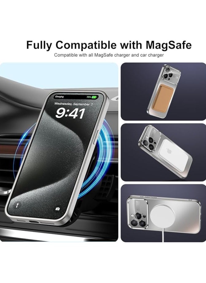 Generic - Magnetic case for iPhone 15 Pro Max, camera lens protector with full window cover, visual identity, scratch-resistant scrub, waterproof sweat-resistant slim - Titanium - Image 1