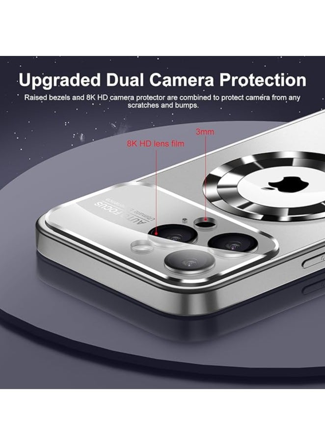Generic - Magnetic case for iPhone 15 Pro Max, camera lens protector with full window cover, visual identity, scratch-resistant scrub, waterproof sweat-resistant slim - Titanium - Image 1