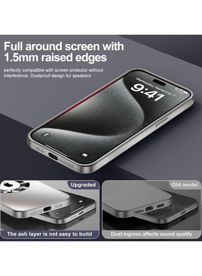 Generic - Magnetic case for iPhone 15 Pro Max, camera lens protector with full window cover, visual identity, scratch-resistant scrub, waterproof sweat-resistant slim - Titanium - Image 1