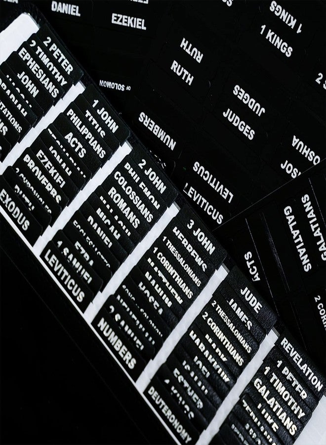 UPAFEXXI-Leather Bible Tabs, Bible Tabs for Women and Men(Silver Foil Lettering) Large Print Stickers, Easy to Read and Apply, 80 Chapters Labels for Easy Navigation (Black) - Image 1