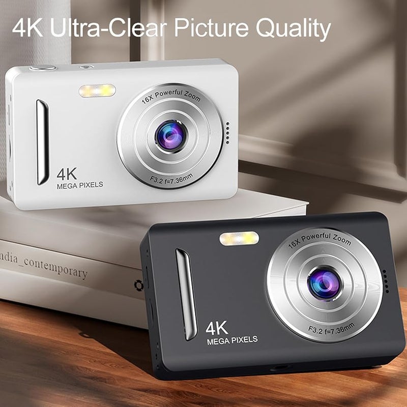 Fockety 64MP 4K Digital Camera Auto Focus Vlogging Anti Shake Travel Silver - Image 5