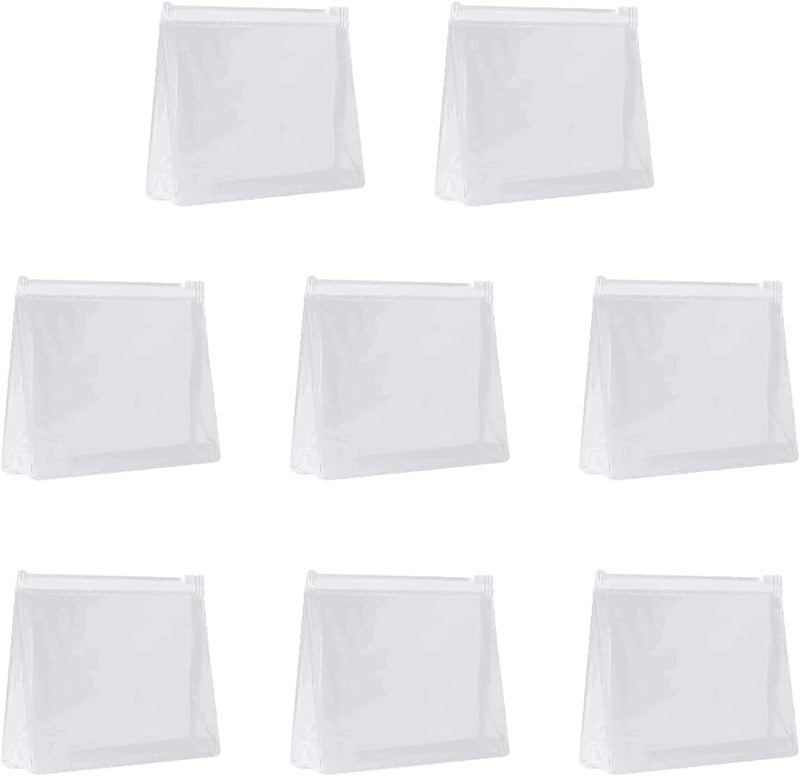 JIAKAI 8pcs-Mini Small PVC Transparent Plastic Cosmetic Organizer Bag Pouch With Zipper Closure for Vacation Travel, Bathroom and Organizing Makeup Bag