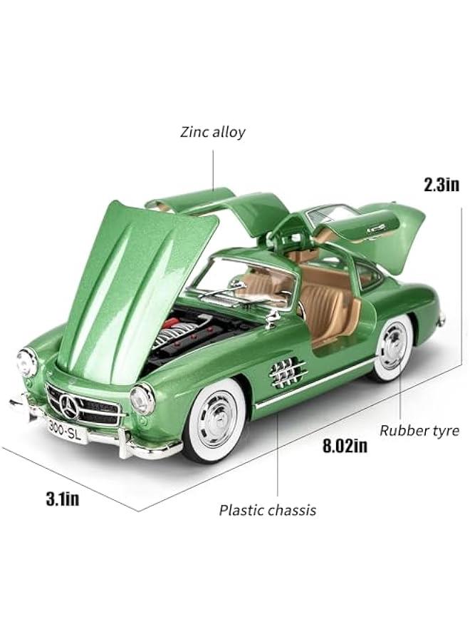 Benz 300 SL Classic Cars Model Car, Zinc Alloy Pull Back Toy car with Sound and Light for Kids Boy Girl Gift(Green) - Image 2
