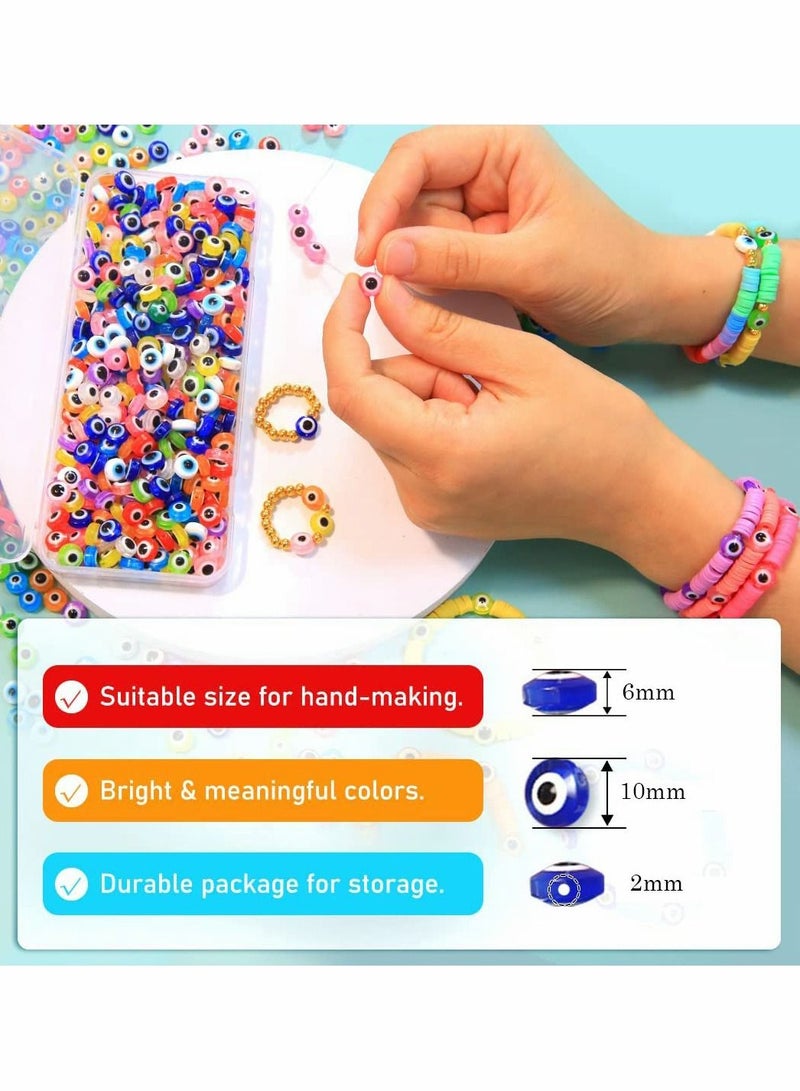 SYOSI Evil Eye Beads, Round Evil Eye Handmade Resin Beads, Charms Round Evil Eye Spacer Beads Handmade Beads for DIY Jewelry Bracelet Earring Necklace Craft Making, mixed color, 200 pcs - Image 4