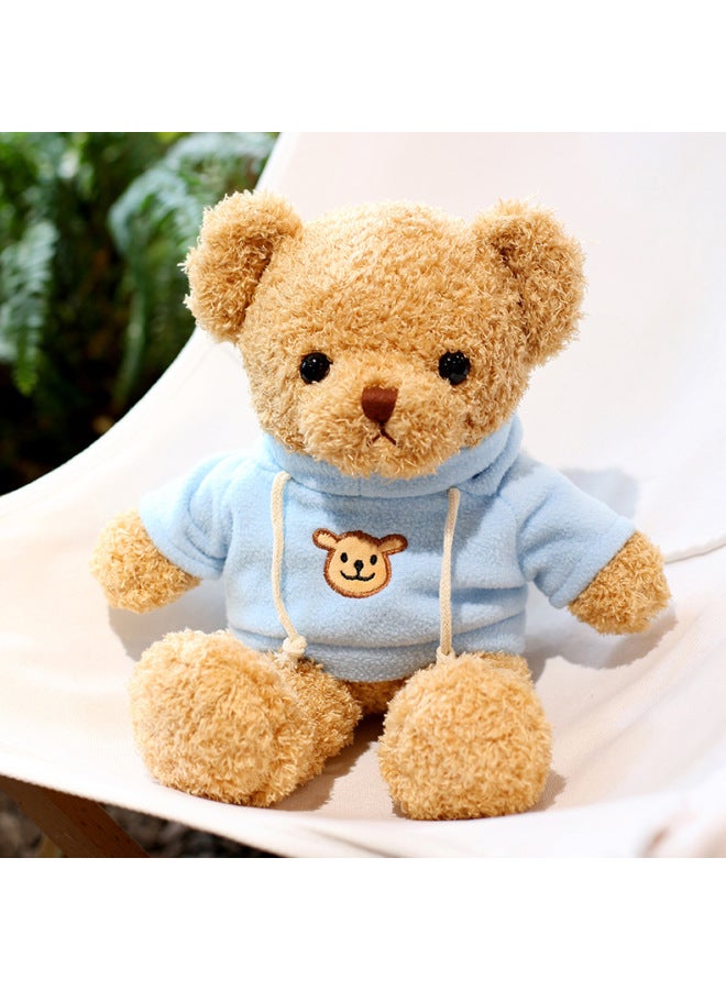 Cute Teddy Bear Plush Toy Bear Doll Hug Bear Doll Children Bear Birthday Gift-Color:Blue Seaweed Velvet Sweatshirt Bear-Height:38cm +window Bag - Image 1