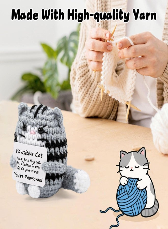 BharatBazaar Crochet Toys, Emotional Support Gifts, Funny Positive Crochet Cat with Positive Card, Positive Gifts for Colleague Friend Women Men, Adult Kids Lovers Birthday - Image 5