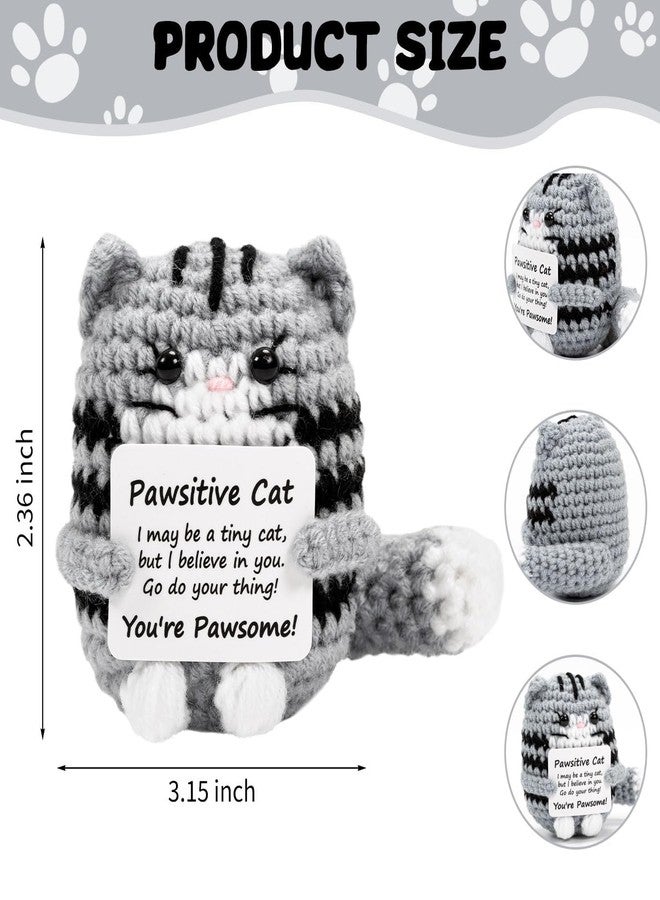 BharatBazaar Crochet Toys, Emotional Support Gifts, Funny Positive Crochet Cat with Positive Card, Positive Gifts for Colleague Friend Women Men, Adult Kids Lovers Birthday - Image 2