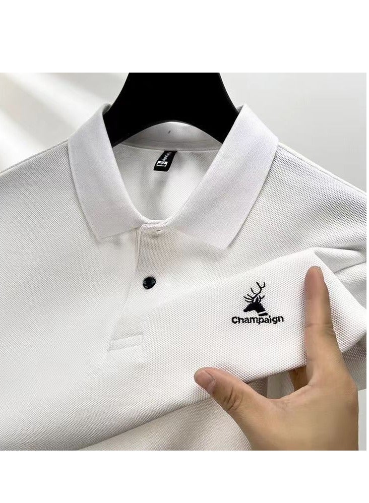 Men's Pure Cotton Short Sleeved T-shirt Casual POLO Shirt  - Image 1