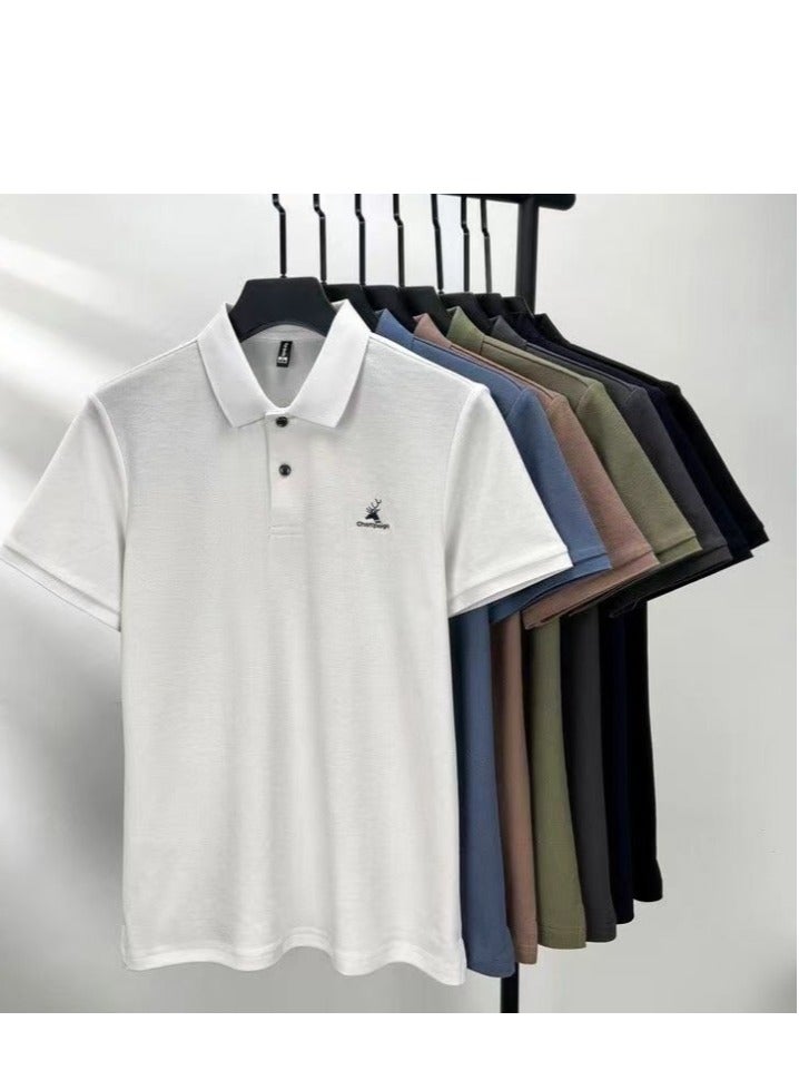 Men's Pure Cotton Short Sleeved T-shirt Casual POLO Shirt  - Image 2