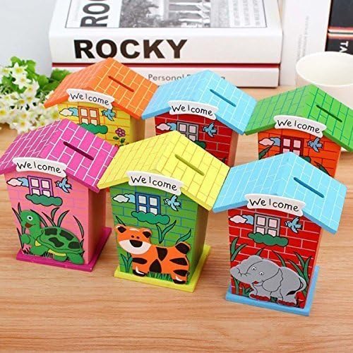 Red Rock Products Loggas Wood House Animal Designs Piggy Bank (Multicolour) - Set of 6, Cottage - Image 3