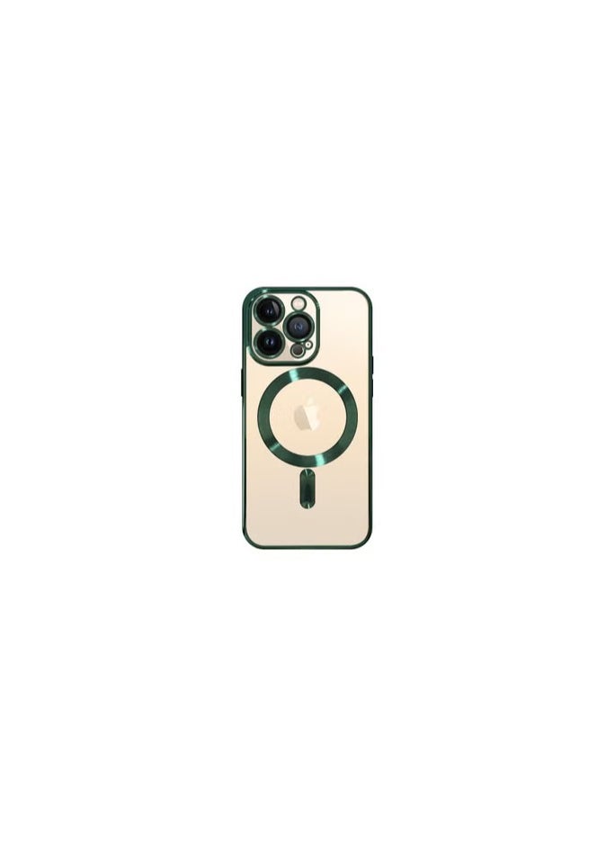 CATANES - iPhone 13 Pro Max Clear Case with MagSafe Wireless Charging Compatible Back Cover with Electroplating Shockproof Frame Green - Image 1
