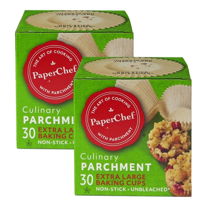 PaperChef  XLarge Parchment Baking Cups  Easy Release NonStick Paper  30 Count  2 Pack