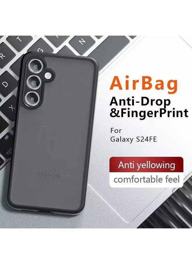 X-level - Case for Samsung Galaxy S24 FE 5G, Frosted Translucent Back Protective Slim Phone Cover, Anti-Fingerprints, Anti-Fall Drop Protection, Shockproof Case for Samsung Galaxy S24 FE 5G (Black) - Image 1