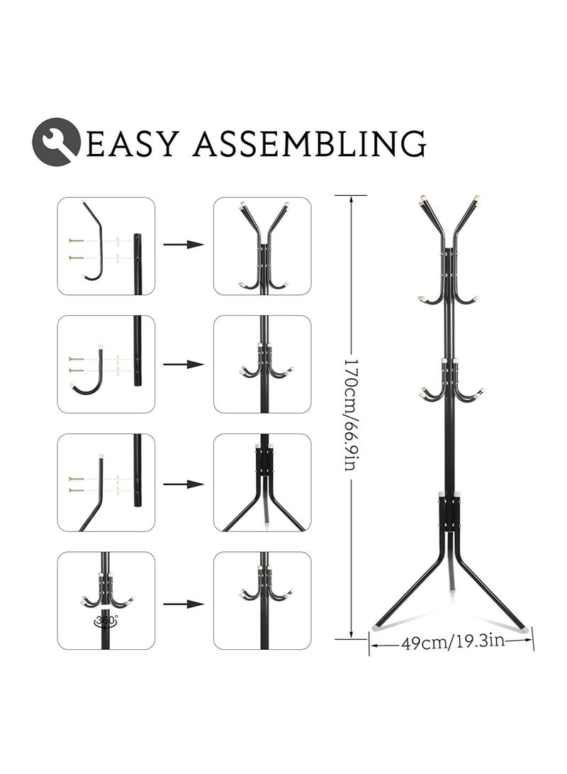 DubaiGallery Coat Stands Coat Racks Metal Coat Rack Coat Stand Metal Hat Coat Stand Heavy Bedroom Hallway Free Standing Clothes Hat Rack Hangers Free-Standing Hanger Rack - Image 5