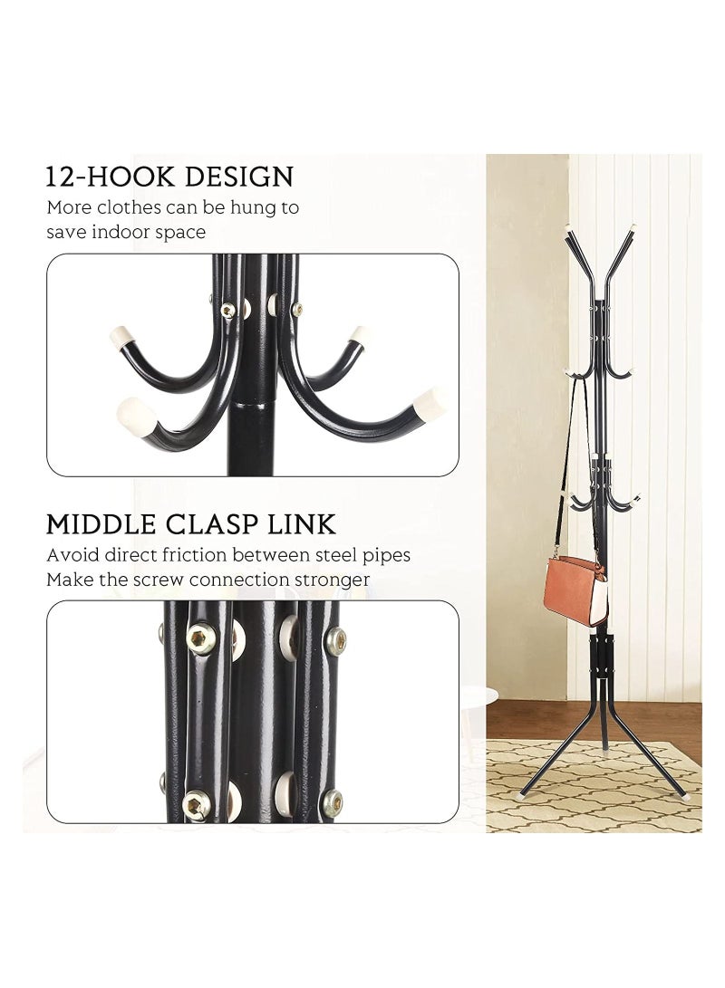 DubaiGallery Coat Stands Coat Racks Metal Coat Rack Coat Stand Metal Hat Coat Stand Heavy Bedroom Hallway Free Standing Clothes Hat Rack Hangers Free-Standing Hanger Rack - Image 4