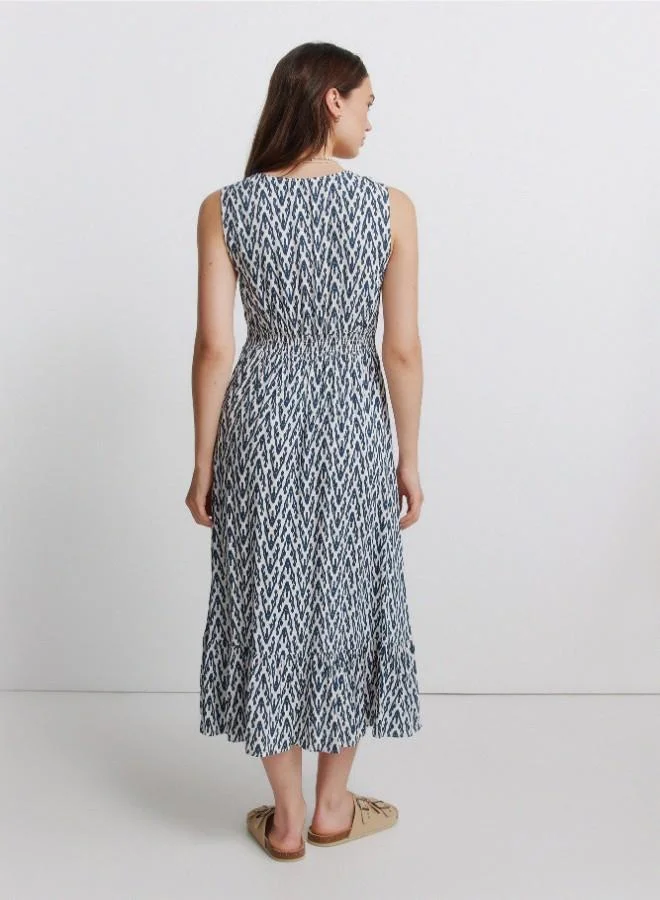 Springfield  Crochet linen midi dress for Women | Best Price UAE