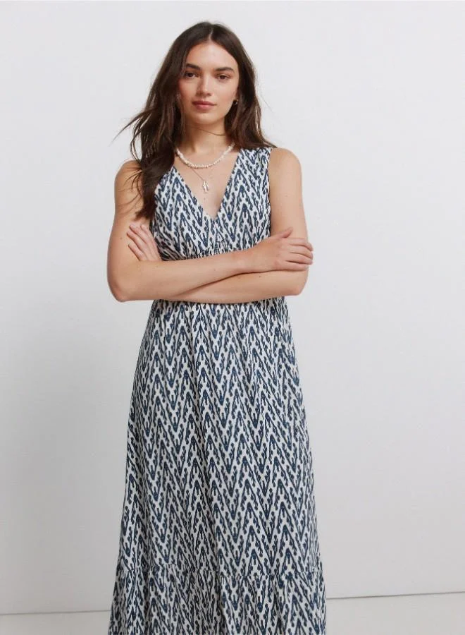 Springfield  Crochet linen midi dress for Women | Best Price UAE
