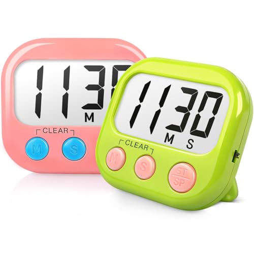AOUCE Classroom Timers for Teachers Kids Large Magnetic Digital Timer Teacher Supplies 2 Pack-Green Pink - Image 1