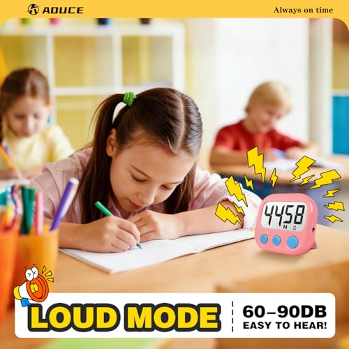 AOUCE Classroom Timers for Teachers Kids Large Magnetic Digital Timer Teacher Supplies 2 Pack-Green Pink - Image 2