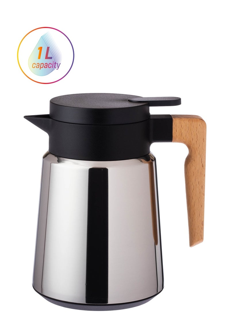 بن شيهون أبوعمر ترمس استيل من الداخل و من الخارج مع يد خشب سعة 1 لتر - Image 1