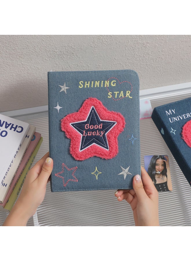 Hisocute Korean Style Retro A5 Denim Love Album Girl's Four-grid Card Book Student Three-inch Star Storage Book - Image 4
