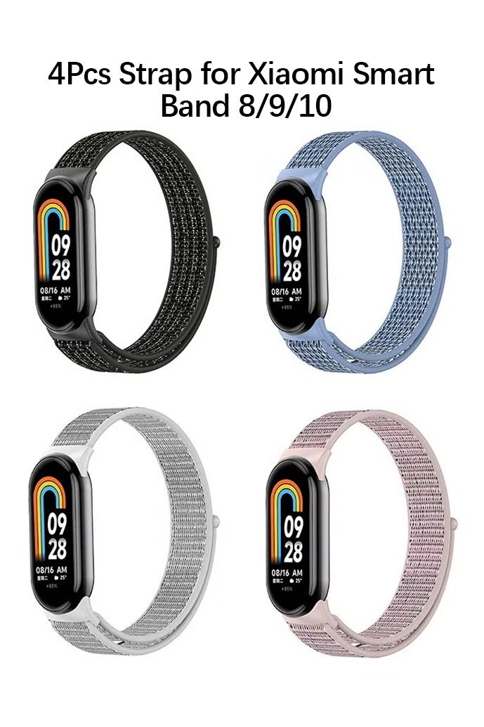 OLYSON 4-piece Nylon Strap Compatible with Xiaomi Smart Band 8/9/10 Soft Adjustable Band for Men and Women，Multicolor - Image 1
