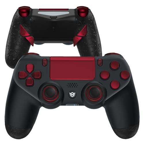 HEXGAMING NEW EDGE Wireless Controller Compatible with ps4-4 Back Buttons, 6 Profiles, Hair Triggers, Swappable Thumbsticks - Black Red - Image 1