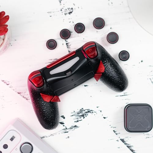 HEXGAMING NEW EDGE Wireless Controller Compatible with ps4-4 Back Buttons, 6 Profiles, Hair Triggers, Swappable Thumbsticks - Black Red - Image 3