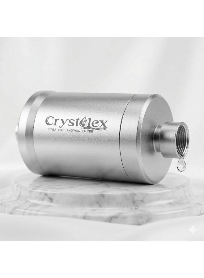 Crystolex Shower Filter | Aluminum Alloy Body | KDF-55 & Vitamin C | For Hair Fall Control & Glowing Skin | + Free Handheld Shower | Ultra Pro Shower Filter | Crystolex Shower Filter - Image 2