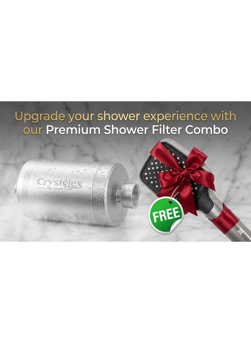 Crystolex Shower Filter | Aluminum Alloy Body | KDF-55 & Vitamin C | For Hair Fall Control & Glowing Skin | + Free Handheld Shower | Ultra Pro Shower Filter | Crystolex Shower Filter - Image 5