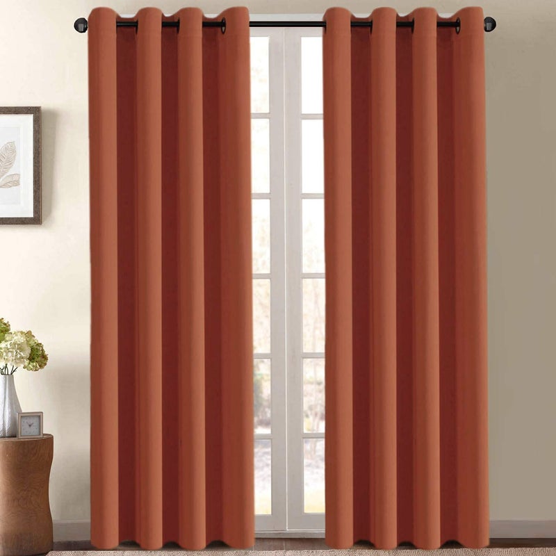 H.VERSAILTEX HVERSAILTEX Ultra Soft Blackout Curtains for Bedroom 84 Inches Thermal Insulated Window Curtain for Living Room Energy Efficicent Grommet Window Treatment Panel  Orange 1 Panel 52W x 84L - Image 1