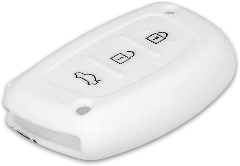 JVCV® Silicone Key Cover Compatible with Hyundai Creta Venue Elantra Tucson i10 i20 Elite Active Xcent Verna 3 Button Push Button Start Key - Rally Stripe (White) - Image 5