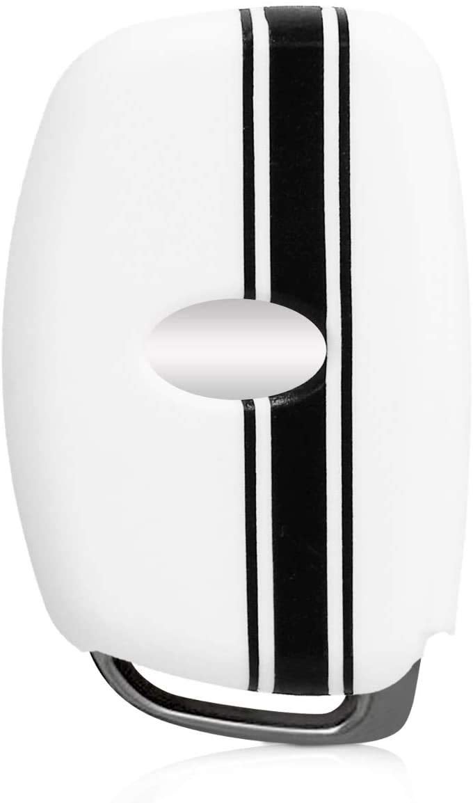 JVCV® Silicone Key Cover Compatible with Hyundai Creta Venue Elantra Tucson i10 i20 Elite Active Xcent Verna 3 Button Push Button Start Key - Rally Stripe (White) - Image 4
