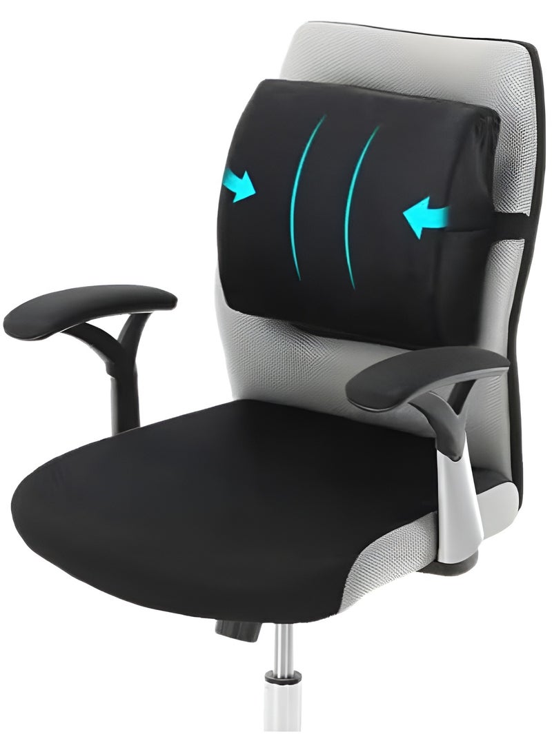 ريست وسادة دعم أسفل الظهر - دعم مريح للظهر من إسفنج الذاكرة لتخفيف الألم وتصحيح الوضعية والراحة - وسادة ظهر تقويمية لكرسي المكتب ومقعد السيارة والاستخدام المنزلي - Image 1