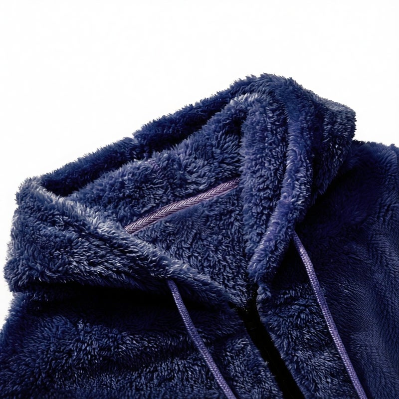 Men's Winter Thick Double-Sided Fleece Zip-Up Hoodie Casual Loose Fit Hooded Sweatshirt - Image 3
