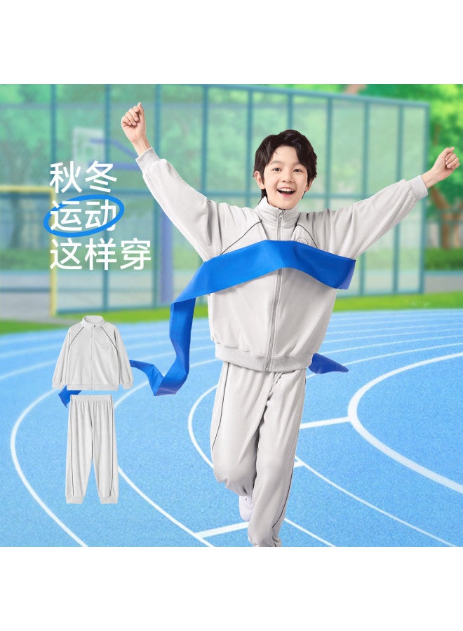 Long time companion kids' Baseball Jacket With Stand Collar, Windproof Zipper & Thickened Fleece Set For Boys And Girls In Autumn/winter - Image 2