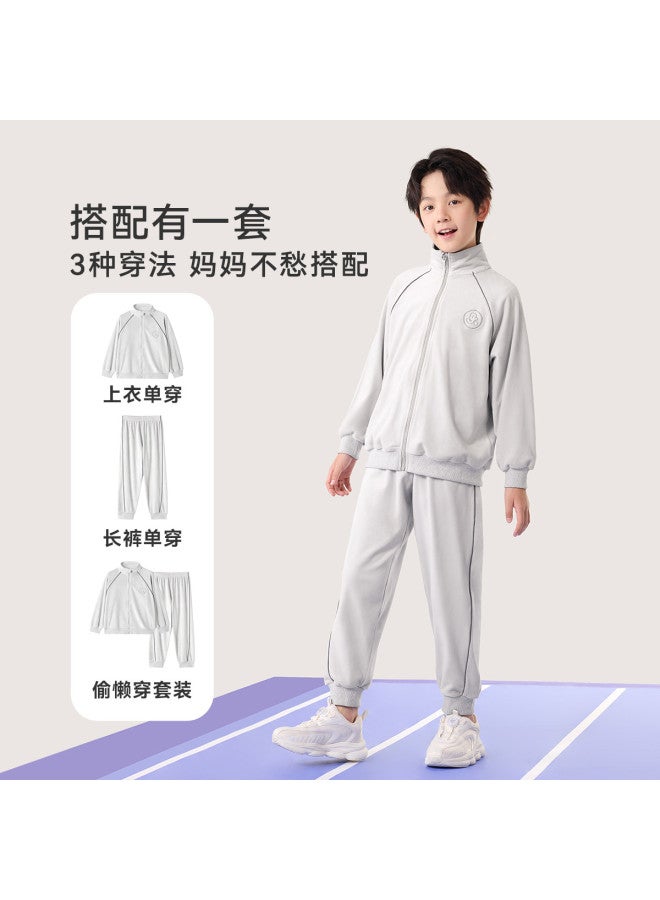 Long time companion kids' Baseball Jacket With Stand Collar, Windproof Zipper & Thickened Fleece Set For Boys And Girls In Autumn/winter - Image 5