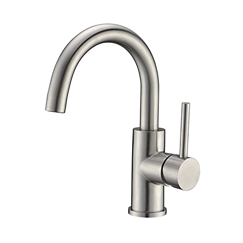 CREA Bar Sink Faucet Bathroom Kitchen Faucet Brushed Nickel Pre Wet Small Mini Kitchen Bath Utility Marine Faucet Single Hole Stainless Steel Farmhouse Vanity Lavatory Faucets Outdoor - Image 1