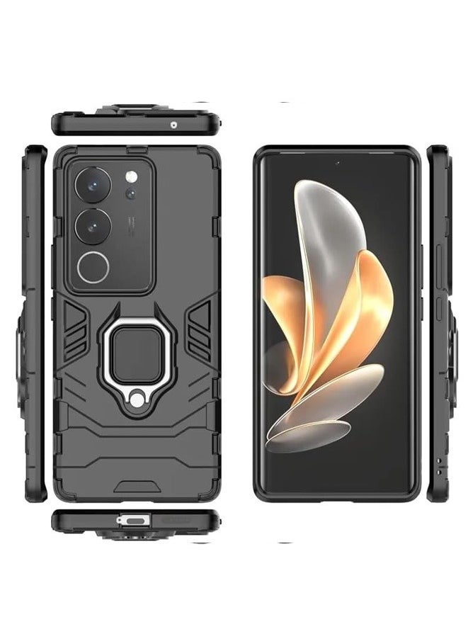 Muyixin غطاء خلفي واقي لهاتف Vivo V29 - جراب عسكري مقاوم للصدمات، أسود  - Image 3
