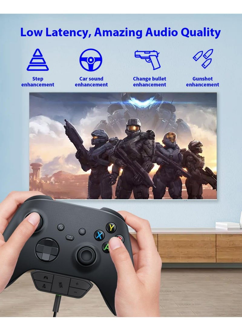 محول سماعة رأس لأجهزة تحكم Xbox One/Series X/S/Elite، محول سماعة رأس ستيريو للألعاب مع دعم مقبس 3.5 ملم، تحكم في مستوى الصوت ومزج الدردشة، وظيفة كتم صوت الميكروفون - Image 3